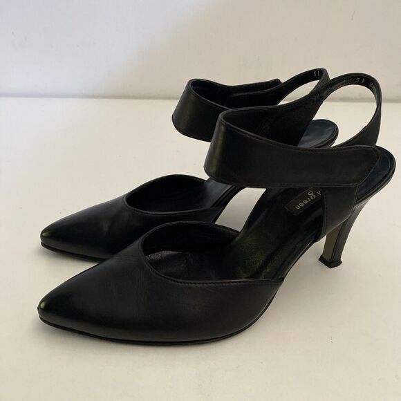 Paul Green Leather Nicolette Pump Black Pointed Toe Ankle Strap 5 UK 7.5… - Picture 4 of 8